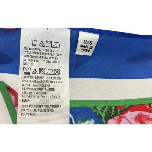 Linea Louis Dell'Olio Scarf Blue Red Floral Print Jac's Garden Square Spring - Picture 5 of 6